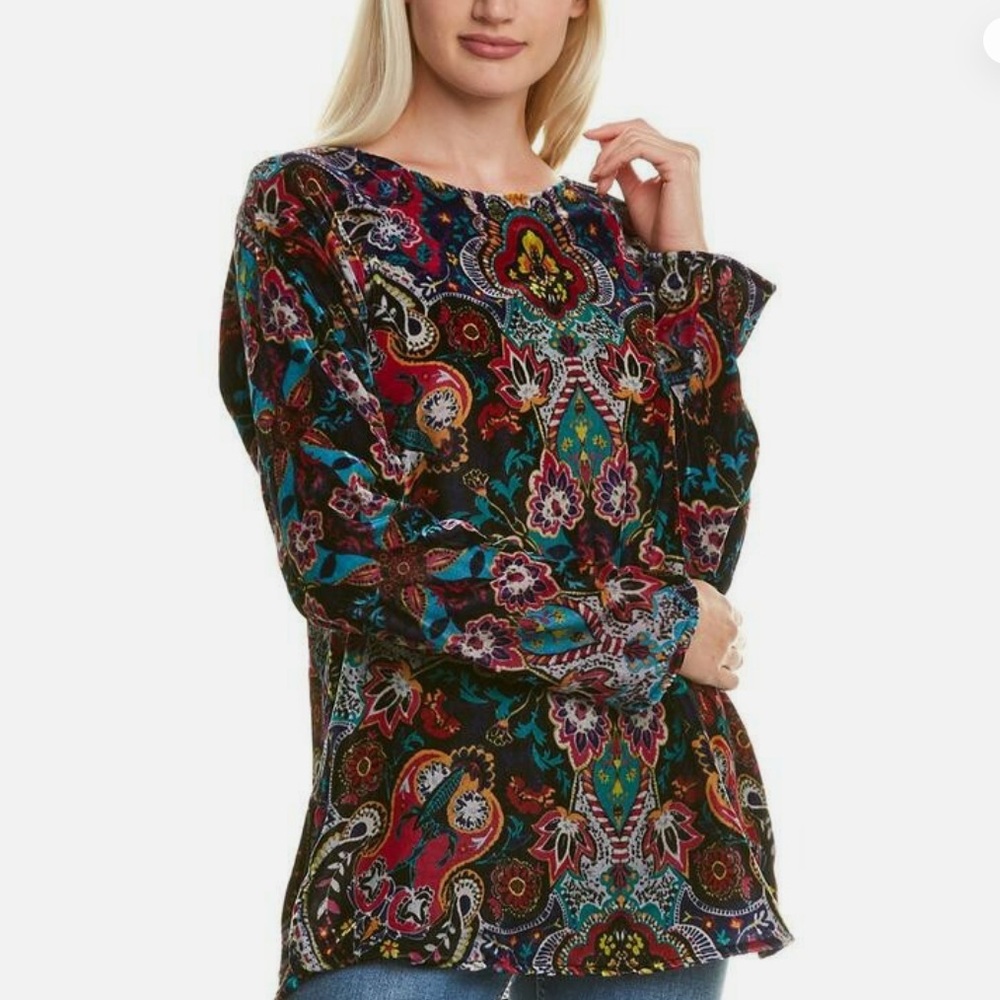 Johnny Was NWT L Multicolor Floral Frye Raglan long sleeve blouse